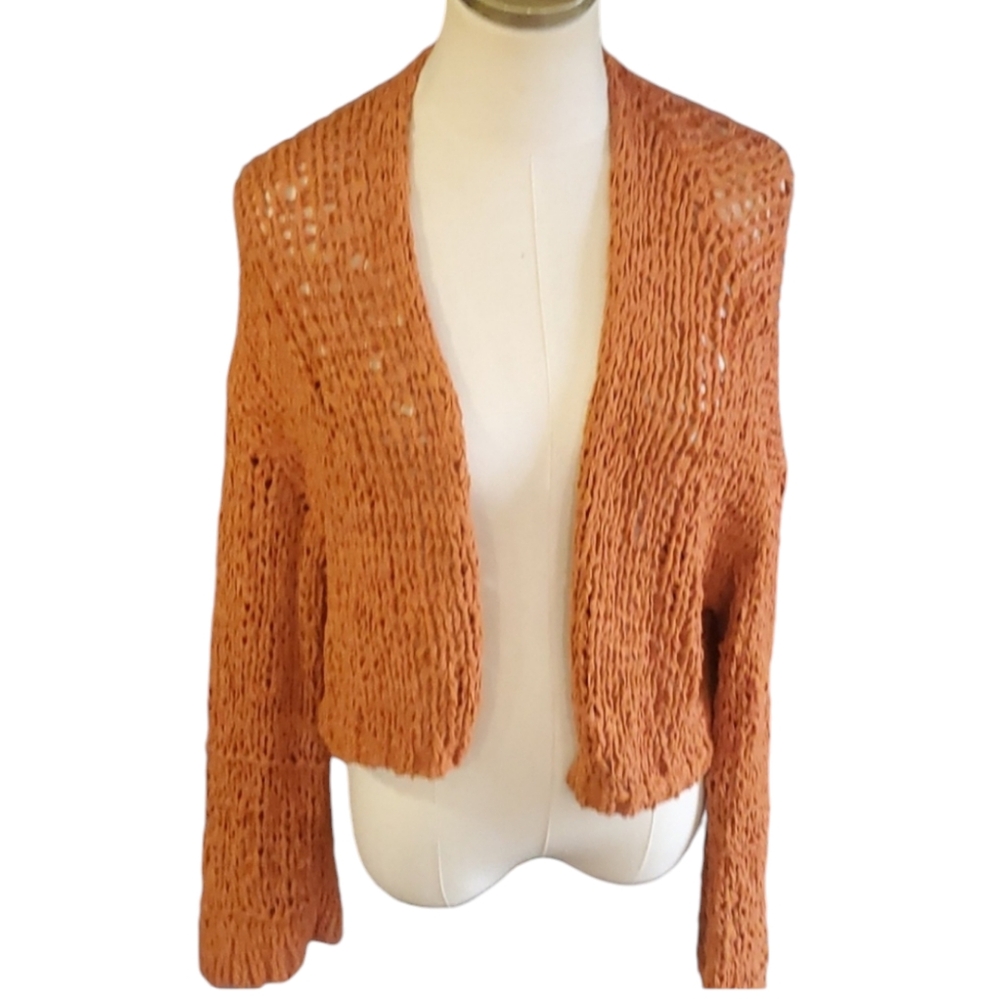 Free people crop orange cardigan sweater size s